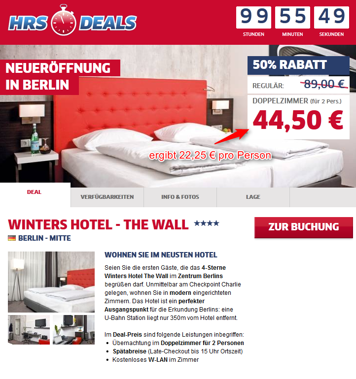 4-Sterne Hotel Winters The Wall Berlin Angebot