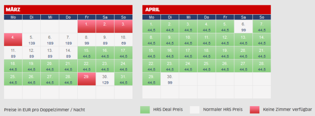 Verfügbarkeit im März und April