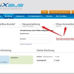 Flixbus Bestellung login Benutzername