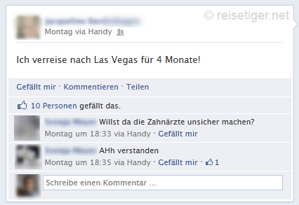 Ich verreise nach X für X Monate Facebook 1