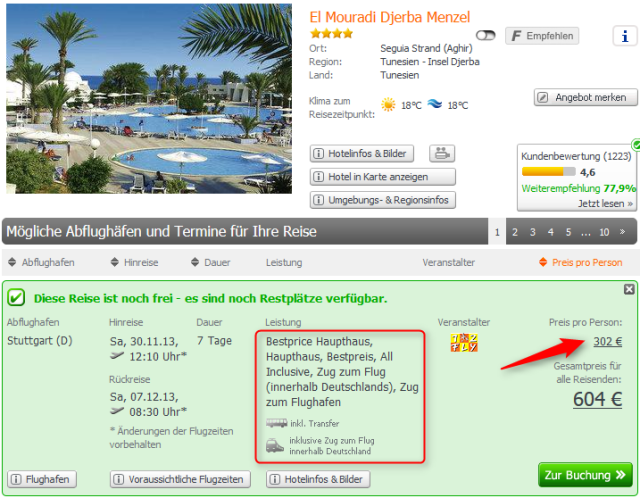 Angebot Tunesien Winter 2013 Djerba El Mouradi