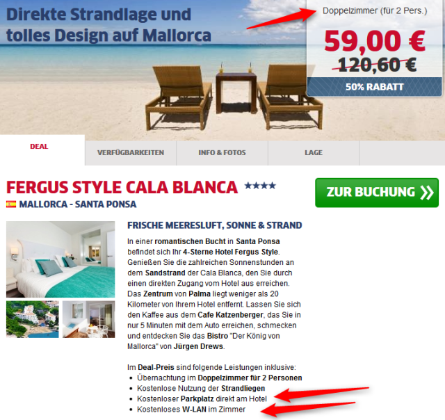 Mallorca-Deal Hotel Fergus Style zum halben Preis