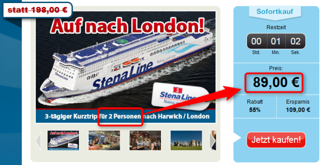 Stenaline Minitrip London halber Preis