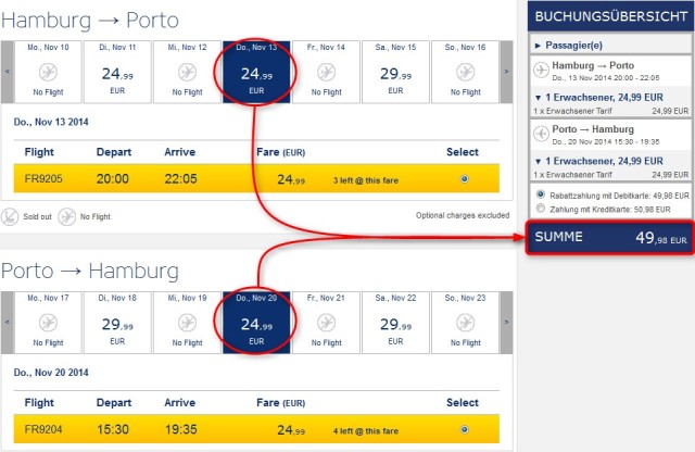 Porto-Flug-Angebot