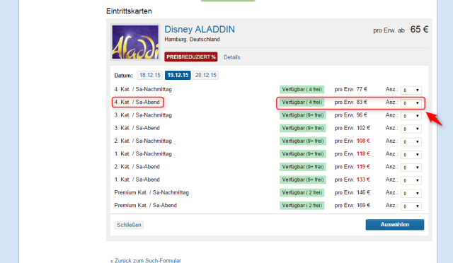 Disneys Aladdin Ticket