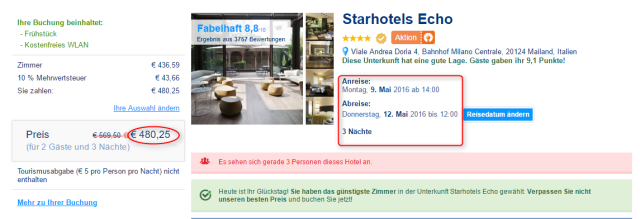 Buchungsuebersicht Starhotels ECO bookingCom