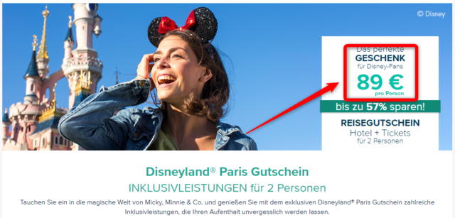 Gutschein inklusive 2 | für und für Frühstück Paris: Reisetiger Disneyland® Hotelübernachtung 178€ Personen